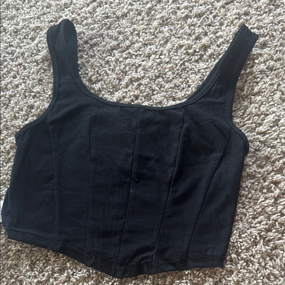 SHEIN Black Fitted Crop Tank Top